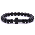 Natural Stone Cross Beaded Bracelet
