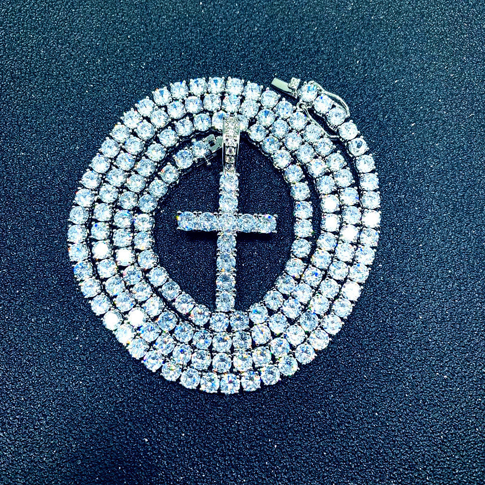 Tennis chain with cross necklace