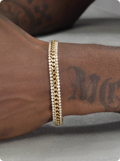 14K Gold Tennis Bracelet For Men Hip Hop European And American