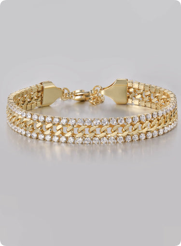 14K Gold Tennis Bracelet For Men Hip Hop European And American