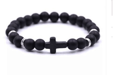 Natural Stone Cross Beaded Bracelet