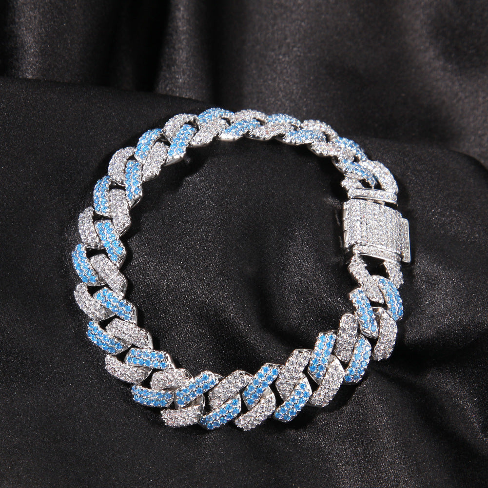 Fashion Silver Color Matching Bar Cuban Link Chain Bracelet