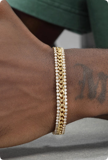 14K Gold Tennis Bracelet For Men Hip Hop European And American