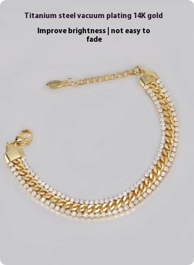 14K Gold Tennis Bracelet For Men Hip Hop European And American